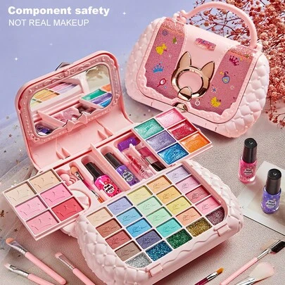 女孩儿童化妆玩具 - 女孩化妆包、塑料化妆套装、公主化妆盒、适合 4 5 6 7 8 9 10 岁女孩的生日礼物玩具（颜色和位置随机）儿童护肤品、化妆玩具、化妆礼品套装、化妆玩具、女孩玩具、儿童指甲、婴儿化妆、化妆玩具、公主玩具、女孩玩具、女孩玩具、儿童化妆