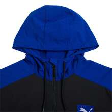 Puma Blue Logo Blocking Jacket, Unisex Sportswear Top For Running, Fitness Training, Breathable Loose Casual Jacket
