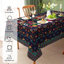 1 件万圣节墨西哥风格装饰桌布，防水防污，适合晚餐、野餐、派对、餐厅、咖啡馆、户外使用，多种尺寸可供选择 - 彩色 - 查看 17