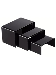 1/2 Set Acrylic Tiered Display Stand, Rectangular Acrylic Cupcake, Cosmetics, Arts And Crafts, Jewelry Organizer Rack For Home, Office, Retail Store Countertop Decoration Jewelry Box, Jewellery Box, Jewelry Organiser For Women And Girls, Jewelry Holder, Ideal For Halloween Earrings, Necklace, Rings, And Wedding Accessories;Also Suitable For Home Decor And Bridesmaid Gift Sun Travel Cool Back To School, Room Decor - Transparent/Black - View 10