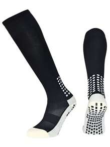 Meias esportivas de futebol (1 par/2 pares) Meias esportivas masculinas executivas de joelho, meias elásticas de compressão, meias esportivas de futebol e beisebol com pontos antiderrapantes acolchoados na parte inferior, adequadas para homens, adolescentes e adultos