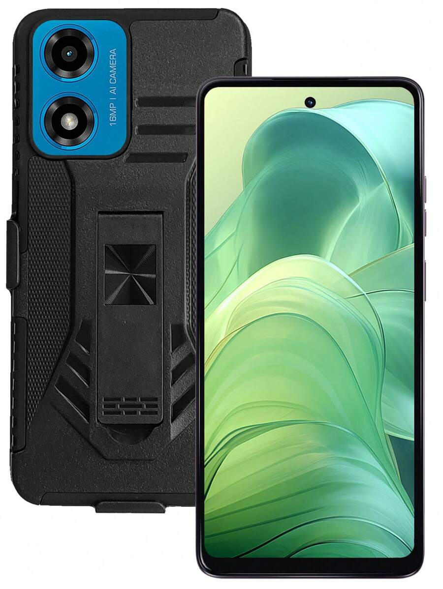 HEAVY DUTY CLIP O CASE WITH RING FOR MOTO G04 MOTO G24 - Black - View 1
