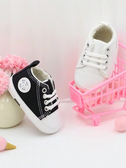 Infant Toddler Bear Fleece Canvas Shoes For Learning To Walk, Indoor & Outdoor Use, Autumn & Winter