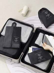 Waterproof Travel Luggage Suitcase Organizer Kit With 7 Toiletry Bags - màu đen - Xem 1