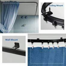 Curved Ceiling Track;Flexible Bendable Curtain Track 6.6/9.8/13.1/16.4Ft Black Curved Curtain Rail Ceiling Wall Mount Curtain Sliding Track;Bay Window&Room Divider Ceiling Track Rail System With Metal Clip Home Bathroom Decor Fall Decor Bathroom Accessories Back To School
