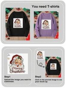 Customized Women's Crew Neck Sweatshirt For Christmas, Upload Your Photo/Selfie/Group Photo/Landscape/Pet Photo/Logo Photo For Personalization - Black - View 4