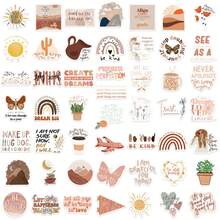 100 张波西米亚风美学励志贴纸乙烯基防水励志格言贴纸适用于水瓶、电脑、笔记本电脑、行李箱、手机、笔记本电脑自行车滑板圣诞礼物贴纸 - 彩色 - 查看 6