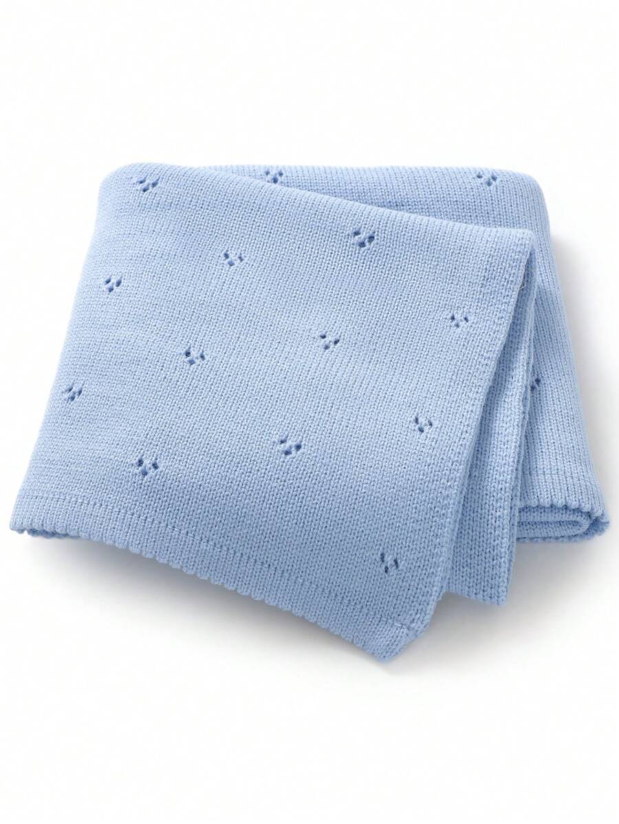 1pc Multipurpose Simple Knit Baby Swaddle Blanket, All Season Love Valentine - Blue - View 1