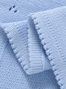 1pc Multipurpose Simple Knit Baby Swaddle Blanket, All Season Love Valentine - Blue - View 5