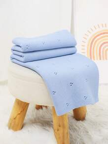 1pc Multipurpose Simple Knit Baby Swaddle Blanket, All Season Love Valentine - Blue - View 3