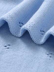 1pc Multipurpose Simple Knit Baby Swaddle Blanket, All Season Love Valentine - Blue - View 4