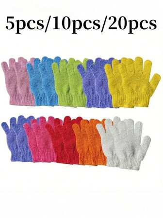 随机颜色 5/10/20 件去角质手套，双面擦洗手套，用于按摩皮肤、淋浴、身体清洁、沐浴配件、包、收纳袋、收纳盒、发夹
