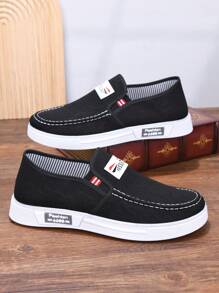 Mocassini senza lacci in tela da uomo, sneaker casual traspirante antiscivolo, scarpe da lavoro leggere e morbide con suola senza lacci