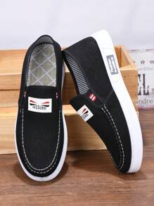 Mocassini senza lacci in tela da uomo, sneaker casual traspirante antiscivolo, scarpe da lavoro leggere e morbide con suola senza lacci