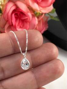 Choker Necklace Point Of Light Drop 45 Cm Pure Silver 925 - 銀色 - 查看 5