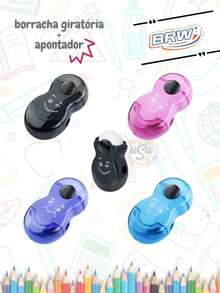 BRW Dual Unit Sharpener And Rotary Eraser - 粉紅色的 - 查看 3