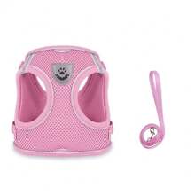 1 套粉色小狗猫背心背带和牵引带透气网眼宠物胸带，带反光条，可调节，适合小猫、小型犬和中型犬、吉娃娃、约克郡背带，户外散步、徒步旅行时使用 - 彩色 - 查看 14