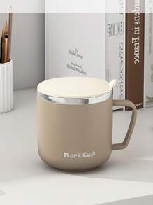 1 Peça Caneca de Aço Inoxidável de 400ml, Minimalista, Branco Café/Leite/Cinza Redondo Copo de Leite/Café para Estudantes e Trabalhadores de Escritório, Copo de Água Unissex para Uso Doméstico com Tampa, à Prova de Calor, Anti-Queda Voltar às Aulas - Multicolorido - Visão 7