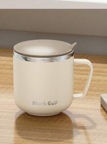 1 Peça Caneca de Aço Inoxidável de 400ml, Minimalista, Branco Café/Leite/Cinza Redondo Copo de Leite/Café para Estudantes e Trabalhadores de Escritório, Copo de Água Unissex para Uso Doméstico com Tampa, à Prova de Calor, Anti-Queda Voltar às Aulas - Multicolorido - Visão 6
