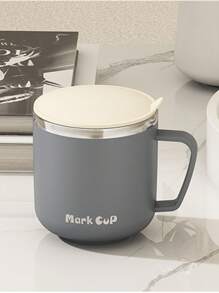 1 Peça Caneca de Aço Inoxidável de 400ml, Minimalista, Branco Café/Leite/Cinza Redondo Copo de Leite/Café para Estudantes e Trabalhadores de Escritório, Copo de Água Unissex para Uso Doméstico com Tampa, à Prova de Calor, Anti-Queda Voltar às Aulas - Multicolorido - Visão 8