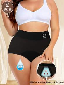 2pcs Plus Size Women's Period Underwear Triangle Physiological Underpants, Leak-Proof, Moisture-Wicking, Sweat-Proof, Breathable Mesh Holes