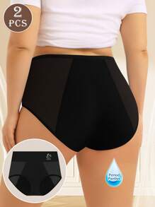 2pcs Plus Size Women's Period Underwear Triangle Physiological Underpants, Leak-Proof, Moisture-Wicking, Sweat-Proof, Breathable Mesh Holes