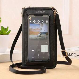 Touch Screen Mobile Phone Bag Female Cross Bag Anti-Theft Multi-Functional Shoulder Transparent Mini Small Bag Mobile Phone Bag Thanksgiving Day Gift Wallet Long Wallet With Strap Cell Phone Pouch For Women Wallet Purse Wallet