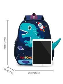 Boys' Backpack Dinosaur Pattern Cartoon Bookbag For 2-6 Year Old Kids, With Anti-lost Buckle