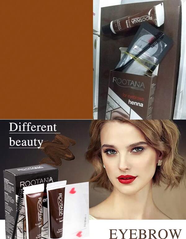 Kit Henna Para Cejas Natural Color Marron Semipermanente Gel (Permanente) V-38-Marron