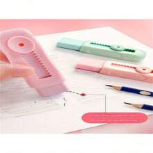 1pc, A Highly Attractive Macaron Color Push-Pull Eraser Art Examination Writing Drawing Eraser Stationery Back To School - Multicolor - View 9