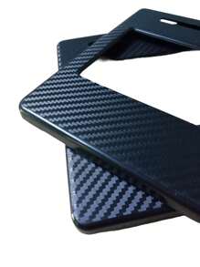 License Plate Frame, Metallic Sport Style, Sporty Style, Car Accessory - BLACK FIBER - View 2
