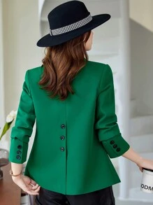 Chaqueta blazer con abertura posterior verde, nueva para primavera-otoño 2025, elegante y refinada para diosa de alta gama