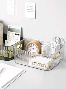 Storage Box Light Luxury Storage Bedroom Dining Room Dresser Desktop Magazine Storage Box Dormitory Household Items Storage Box (Pink)1 Pack - Transparent - View 8