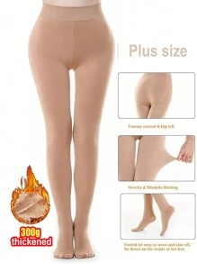 一双300克加厚保暖连裤袜或200克薄款加厚绒面连裤袜，大码，女士冬季保暖半透明连裤袜，保暖加厚长款连裤袜，绒面加厚连裤袜，保暖连裤袜，不透明冬季保暖加厚连裤袜，舒适保暖 - 彩色 - 查看 5