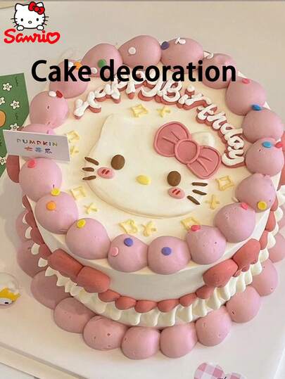 Sanrio 2 peças Sanrio's New Kuromi Melody Bolo Decoração Enfeite Borracha Macia Desenho Animado Aniversário Plug-In Acessórios