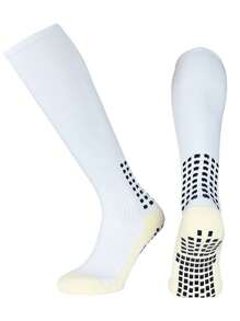 Meias esportivas de futebol (1 par/2 pares) Meias esportivas masculinas executivas de joelho, meias elásticas de compressão, meias esportivas de futebol e beisebol com pontos antiderrapantes acolchoados na parte inferior, adequadas para homens, adolescentes e adultos