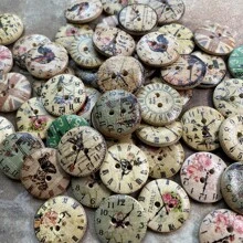 20 stuks/50 stuks 20mm houten klokknopen, diverse klokpatroonknopen voor doe-het-zelf, knutselaccessoires