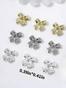 30 件蝴蝶结美甲饰品 3D 合金蝴蝶结美甲饰品 银金蝴蝶结美甲水钻适用于 DIY 水晶美甲金属蝴蝶结美甲宝石适用于女士和女孩美甲用品