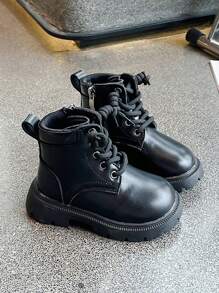 1 Đôi Giày Bốt Thời Trang Thường Ngày Đế Mềm Chống Trượt Cho Trẻ Em, Thích Hợp Cho Mùa Xuân Và Mùa Thu - màu đen - Xem 7