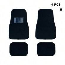 4件套黑色地毯式汽车脚垫，通用PVC防滑保护垫，可拆卸，易清洁，适用于大多数车型，四季皆宜，经久耐用。前排：24.8英寸*16.14英寸，后排：11.02英寸*14.56英寸