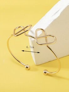 1pc Goddess Fashion Unique Personalized Design Double Heart Adjustable Bangle Bracelet For Women - Multicolor - View 17