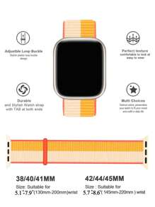 尼龙运动表带，兼容 表带 38 40 41 42 44 45 46 49 毫米，玉米黄色尼龙可调节透气男女编织表带，兼容 Series Ultra 11 10 9 8 7 6 5 4 3 2 1 SE，可作为返校学生的礼物 - 彩色 - 查看 4