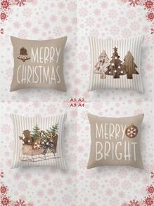 4 Stück Weihnachts-Samt-Kissenbezüge mit weicher Haptik, Weihnachtsmann, Weihnachtszahlen, Rentier, Schneemann, Schneeflocke, aus hypoallergenen Polyestermaterial, mit unsichtbarem Reißverschluss, ohne Füllung, geeignet für Heimdekoration, Wohnzimmer, Zierkissenbezüge, Kissen, Sofakissen, Heimdekoration, Kissenbezüge, weiche Pads.