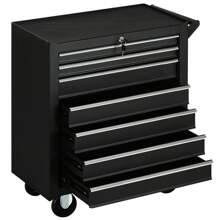 DURHAND Roller Tool Cabinet Storage Chest Box 7 Drawers Roll Wheels Garage Workshop Red - 黑色 - 查看 2