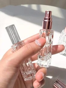 1pc 10ml Glass Perfume Spray Bottle Refillable Pressurized Container, Living Room Home Bedroom Bathroom House Decor, Travel Stuff, Wedding, Party, Birthday, Gifts For Men Mom Dad Friends, New Years, Accessories, Funny Gift - Silver - View 1