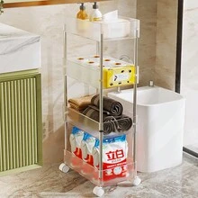 1件裝旋轉式移動收納架，透明客廳/浴室/臥室地板收納架，多層附輪收納推車，適用零食/化妝品 - 多色 - 查看 1
