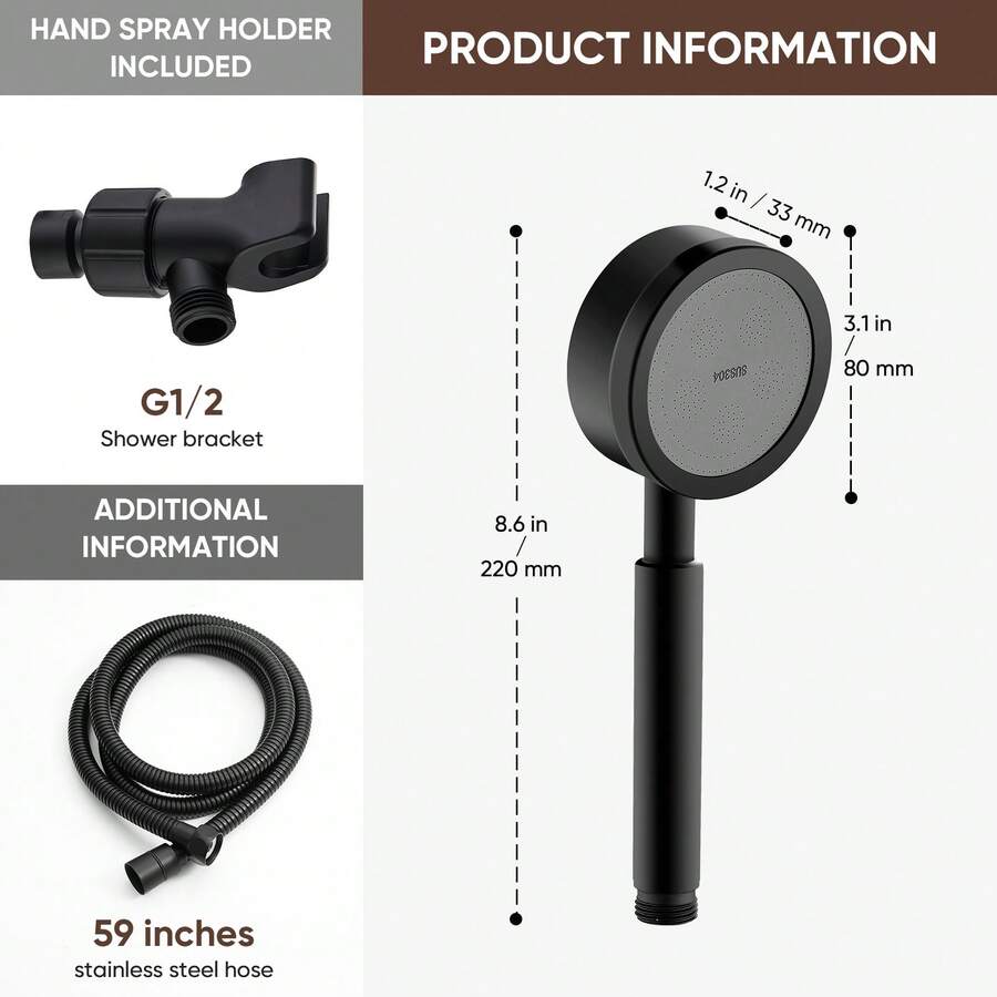 GOXIUHAN Handdouchekopset Hogedruk RVS Handdouchekop met hoge