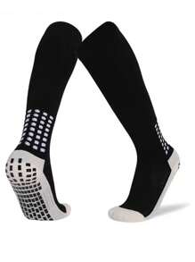 Meias esportivas de futebol (1 par/2 pares) Meias esportivas masculinas executivas de joelho, meias elásticas de compressão, meias esportivas de futebol e beisebol com pontos antiderrapantes acolchoados na parte inferior, adequadas para homens, adolescentes e adultos