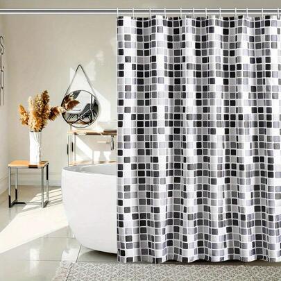 Shower Curtain, 200 * 220cm Mosaic Shower Curtain Wet Room Shower Curtain, XXL Thickened Anti-Mildew Waterproof Polyester Bathroom Curtain With Hook