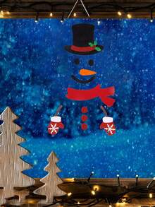 1 zestaw - urocze ozdoby świąteczne z filcu: Święty Mikołaj, Bałwan, Renifer, Naklejki na drzwi/okno, Akcesoria do gabloty sklepowej, Naklejki świąteczne, Naklejki filcowe, Zdejmowane naklejki na drzwi/okno z bałwankiem